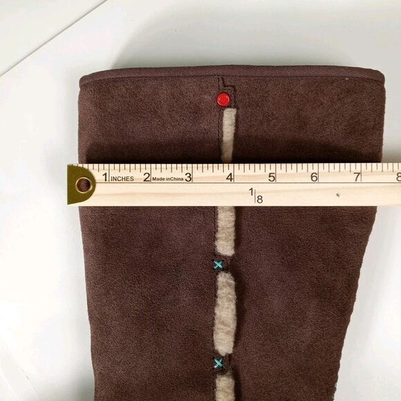 UGG Australia Tall Boots Women 10 Brown Suede Zip up I HEART Kisses Aztec Boho - Picture 9 of 11